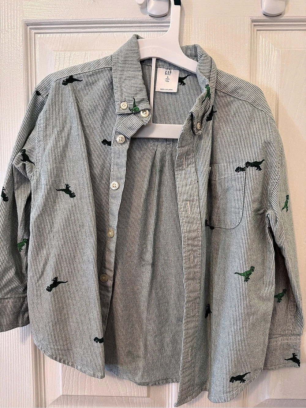 Gap Boys Size 5T Striped Dinosaur Shirt Like New